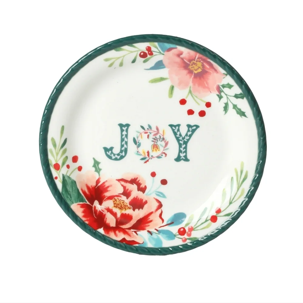 🎄 New Pioneer Woman Merry Meadow Assorted 7.3 Inch Appetizer Plates Set - Picture 5 of 10
